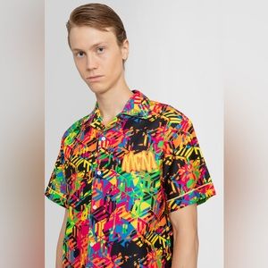 NEW! MCM Unisex Multicolor Cubic Camouflage Monogram Print Short Sleeve Shirt